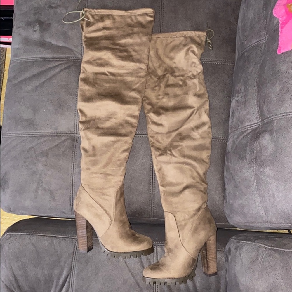 Tan knee high boots